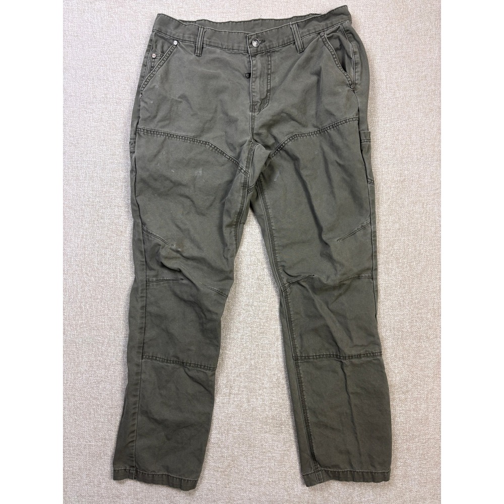 Harley-Davidson Mens Olive Green Canvas Work Utility Pants 36x34 Straight Leg